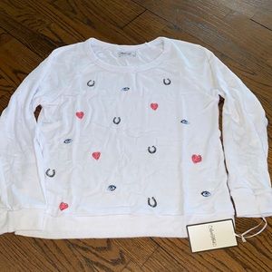 Eye Heart U you White Cozy Pullover